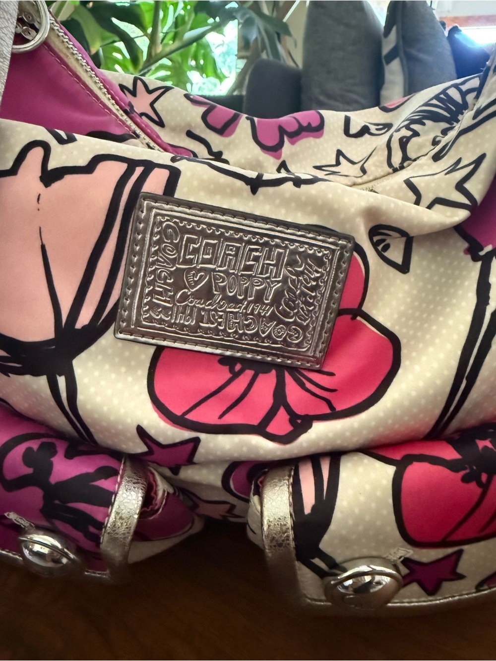Coach poppy Y2K vintage Floral graffiti Pop Pink Hobo Bag - Picture 4 of 10
